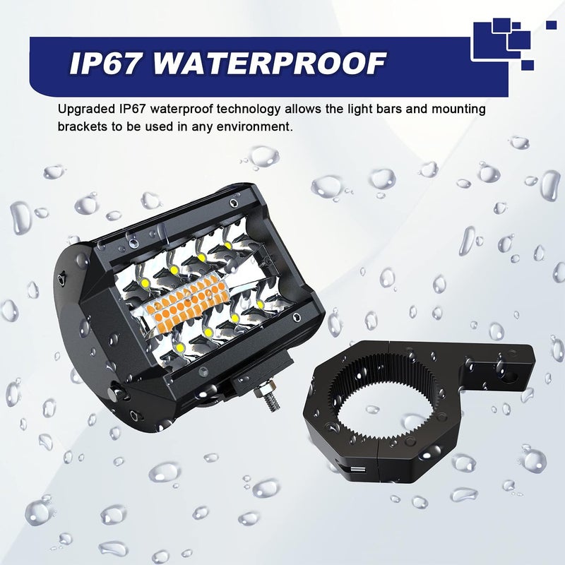 ASLONG 4Pcs 4inch LED Pods Strobe Lights with Tube Clamp Mounting Kit for Offroad Use - Image 4