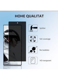 General [عبوة من قطعتين] واقي شاشة للخصوصية متوافق مع ZTE Nubia Red Magic 9 Pro/Red Magic 9 Pro Plus، زجاج مقوى مقاوم للخدش وبصمات الأصابع ومضاد للتجسس بدقة 9H  - Image 3
