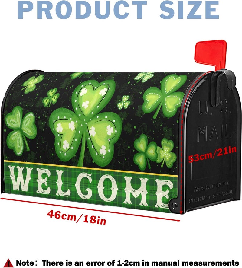 Farg Welcome St Patrick's Day Mailbox Cover Magnetic Standard Size St Patricks Day Mailbox Covers 21x18 Inch Spring Mail Box Wrap Shamrock Clovers Post Letter Box Wraps for Garden Yard Home Decor - Image 4