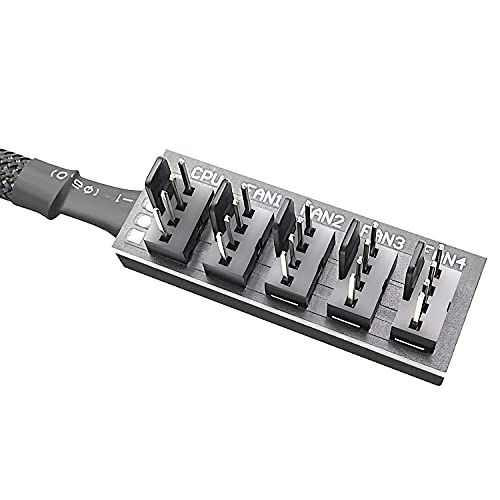 ThreeBulls PWM Fan Hub, PC CPU Cooling 4 PIN/3PIN Power Fan Extension Cable Hub Splitter Adapter Sleeved Case for 12V Desktop Computer Cooler Fans 1 to 5 Way (15.7 Inch) - Image 3