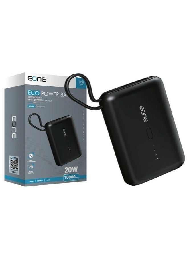 إيون بنك الطاقة EONE ECO 20 واط 10000 مللي أمبير في الساعة - بطارية محمولة عالية السعة وسريعة الشحن مع توصيل طاقة PD وحماية متقدمة للجهاز (أسود) - Image 2