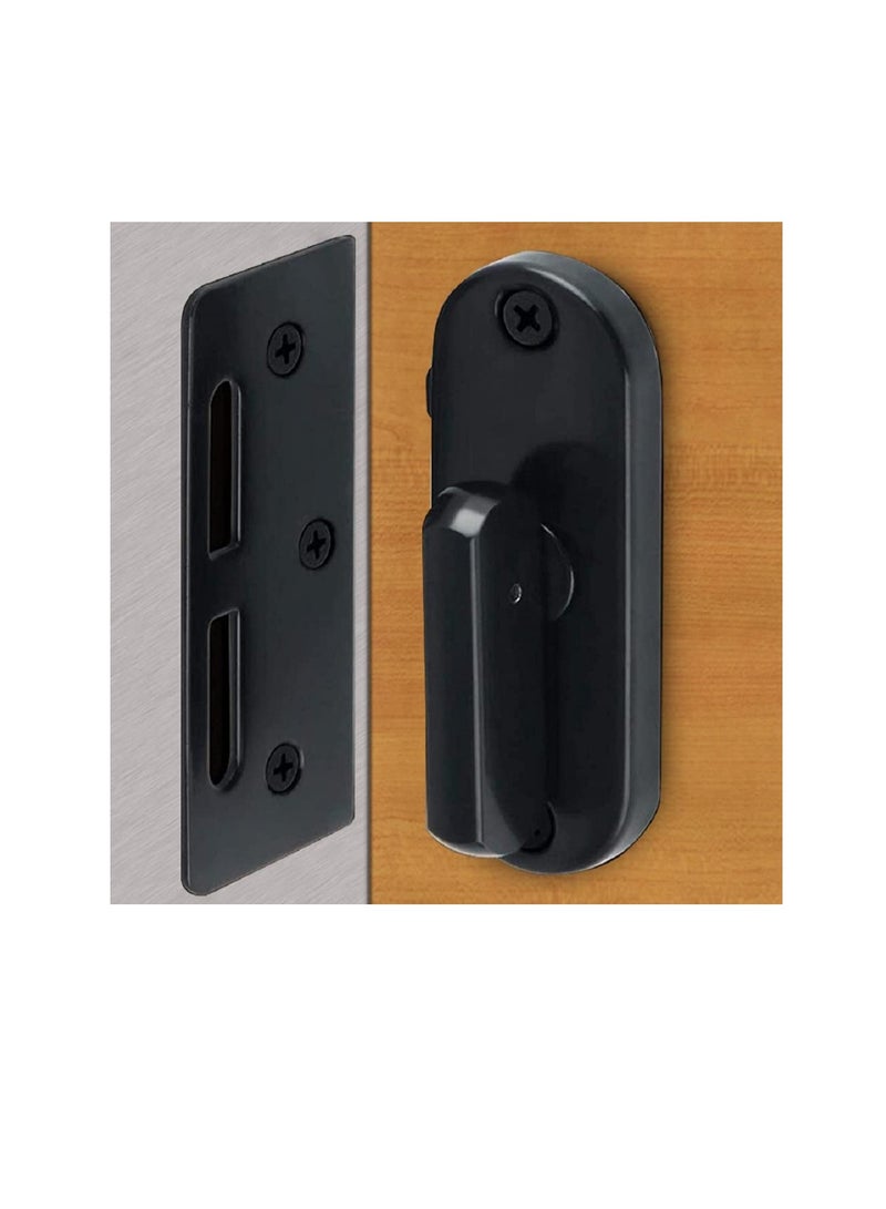 Zikra Anti Theft Sliding Door Latch, Sliding Steel Barn Door, Door Buckle Door Bolt with 90 Degree Latch (Black) - Image 1