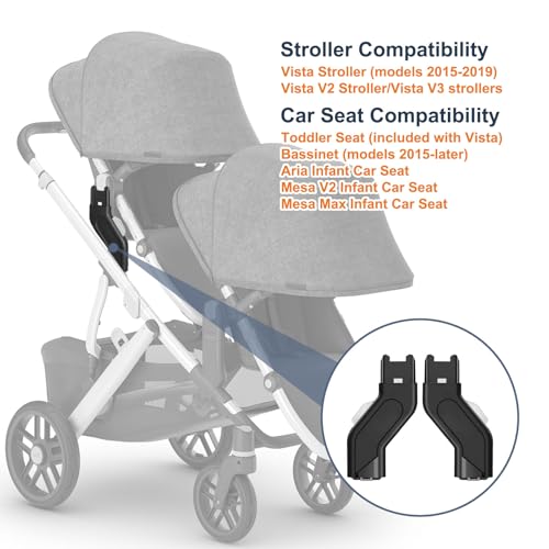UTNVBTR Upper Adapter Accessories Compatible with UPPAbaby Vista, Vista V2, and Vista V3 Strollers – Secure Fit for Bassinet, Toddler Seat, Aria, Mesa V2, or Mesa Max Infant Car Seats – 1 Set - Image 2