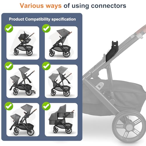 UTNVBTR Upper Adapter Accessories Compatible with UPPAbaby Vista, Vista V2, and Vista V3 Strollers – Secure Fit for Bassinet, Toddler Seat, Aria, Mesa V2, or Mesa Max Infant Car Seats – 1 Set - Image 3