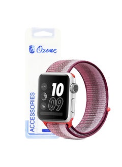 Nylon Sport Strap For Apple Watch Series 10 | Ultra 2 | 8 Ultra | 9 | 8 | 7 | 6 49/46/45/44/42mm Soft Breathable Adjustable Sport Band - Berry Color