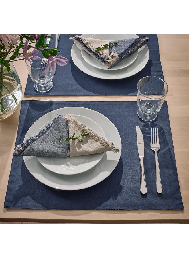Zaboon Place mat, white/dark blue, 45x35 cm - Image 5