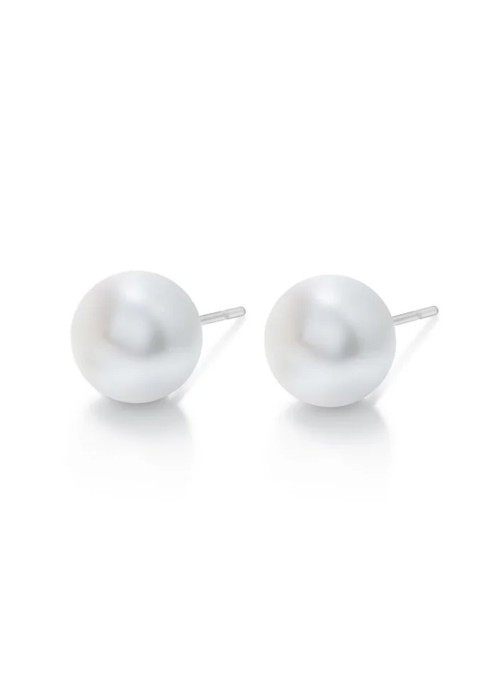 Seona Seona Perla 10mm Pearl Earrings for Women – Hypoallergenic Stainless Steel Stud Earrings for Women, Elegant Jewelry for Women, Classic Womens Earrings for Everyday & Special Occasion Wear - White