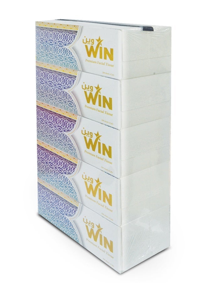 WIN Facial Tissue 200 Sheets 2 Ply 190x190 Pack Of 5 - Image 2