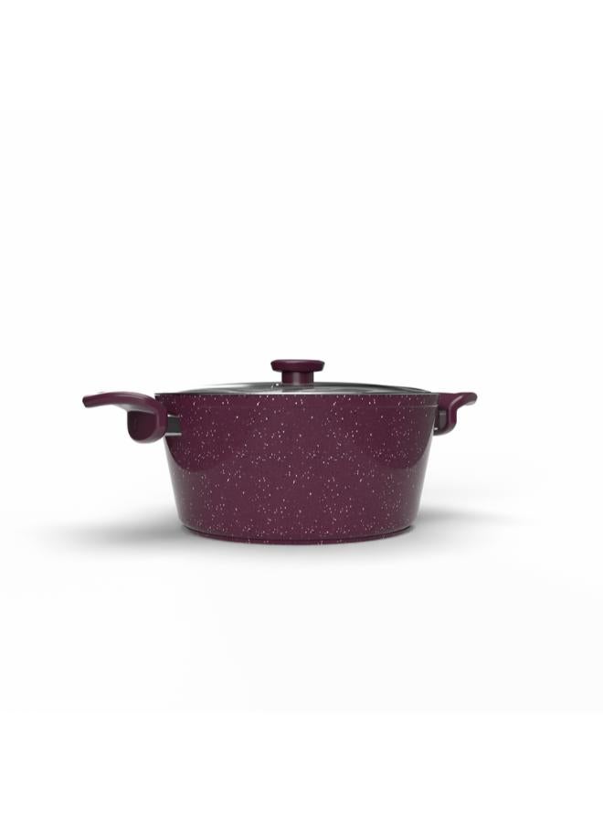 Top Chef Granit Pot glass lid 26 Cm burgundy (Suitable For Induction) - Image 1