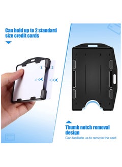 KASTWAVE 2 Sided id Badge Holder Rigid Hard Plastic id Access id Card case Vertical and Horizontal id Access Black Rigid Card Protectors Plastic Credit Card Protector for 2 Card(30 Packs)  - Image 2
