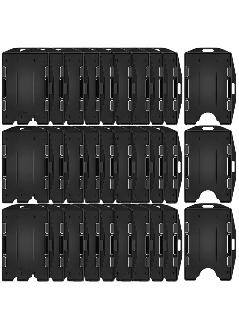 KASTWAVE 2 Sided id Badge Holder Rigid Hard Plastic id Access id Card case Vertical and Horizontal id Access Black Rigid Card Protectors Plastic Credit Card Protector for 2 Card(30 Packs)  - Image 1