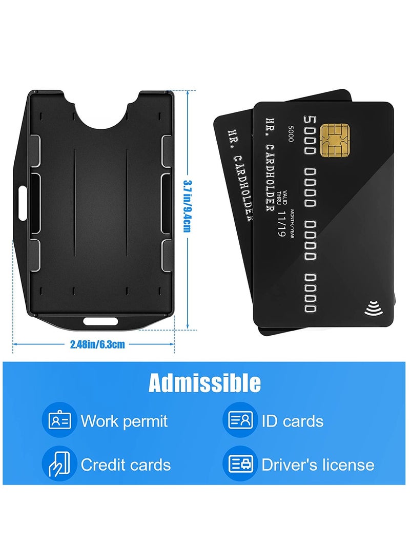 KASTWAVE 2 Sided id Badge Holder Rigid Hard Plastic id Access id Card case Vertical and Horizontal id Access Black Rigid Card Protectors Plastic Credit Card Protector for 2 Card(30 Packs)  - Image 3