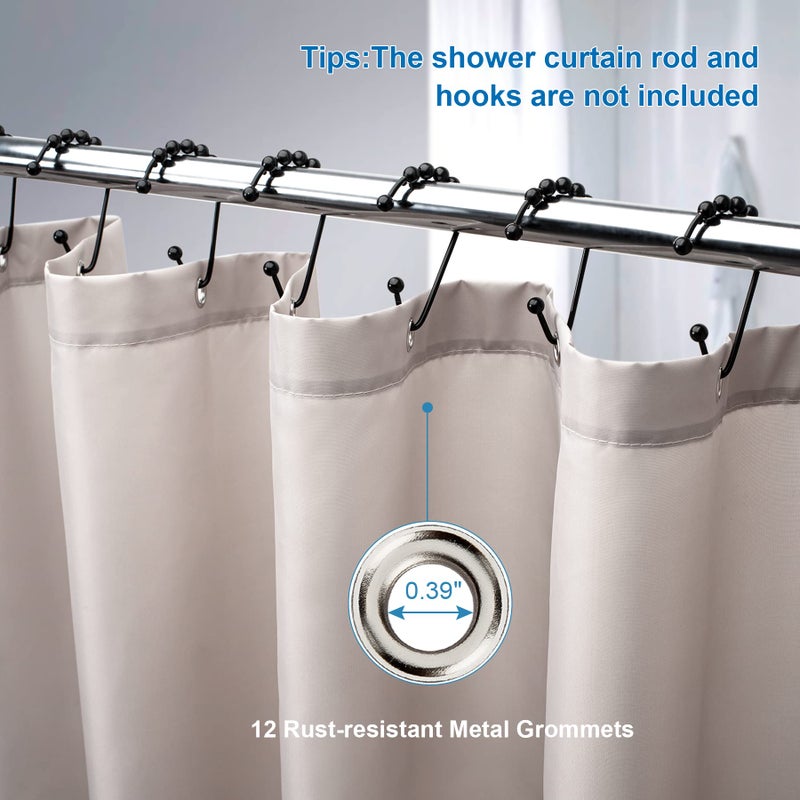 Amazer Khaki Shower Curtain Liner, Khaki Fabric Shower Liner, 2-in-1 Bathroom Shower Curtain and Liner, 12 Grommet Holes, Water Proof, Machine Washable, Hotel Quality, 72 x 72 Inches - Image 4