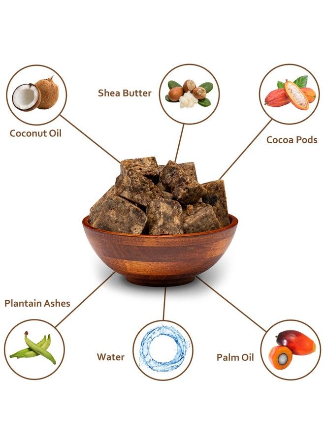Plant Guru Raw African Black Soap Bar 8 Oz 100% Pure Natural From Ghana Acne Treatment Aids Against Eczema & Psoriasis Dry Skin Scars And Dark Spots Great For Pimples Blackhead Face & Body Wash  - Image 4