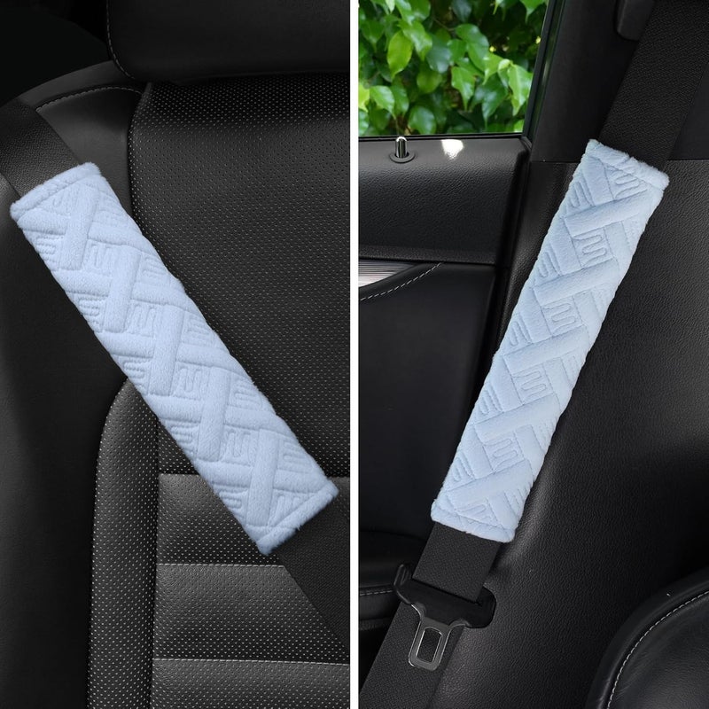 JUSTTOP 2-Pack Universal Car Shoulder Strap Pads Cover for A More Comfortable Driving, Shoulder Strap Covers Harness Pad for Car Interior Accessories(Pale Blue) - Image 2