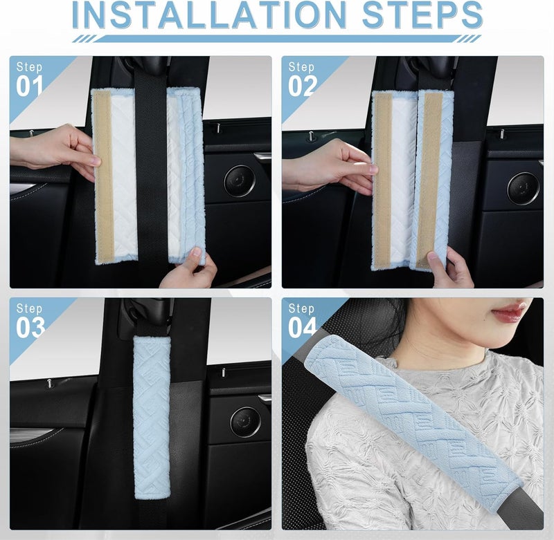JUSTTOP 2-Pack Universal Car Shoulder Strap Pads Cover for A More Comfortable Driving, Shoulder Strap Covers Harness Pad for Car Interior Accessories(Pale Blue) - Image 5