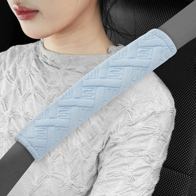 JUSTTOP 2-Pack Universal Car Shoulder Strap Pads Cover for A More Comfortable Driving, Shoulder Strap Covers Harness Pad for Car Interior Accessories(Pale Blue) - Image 1