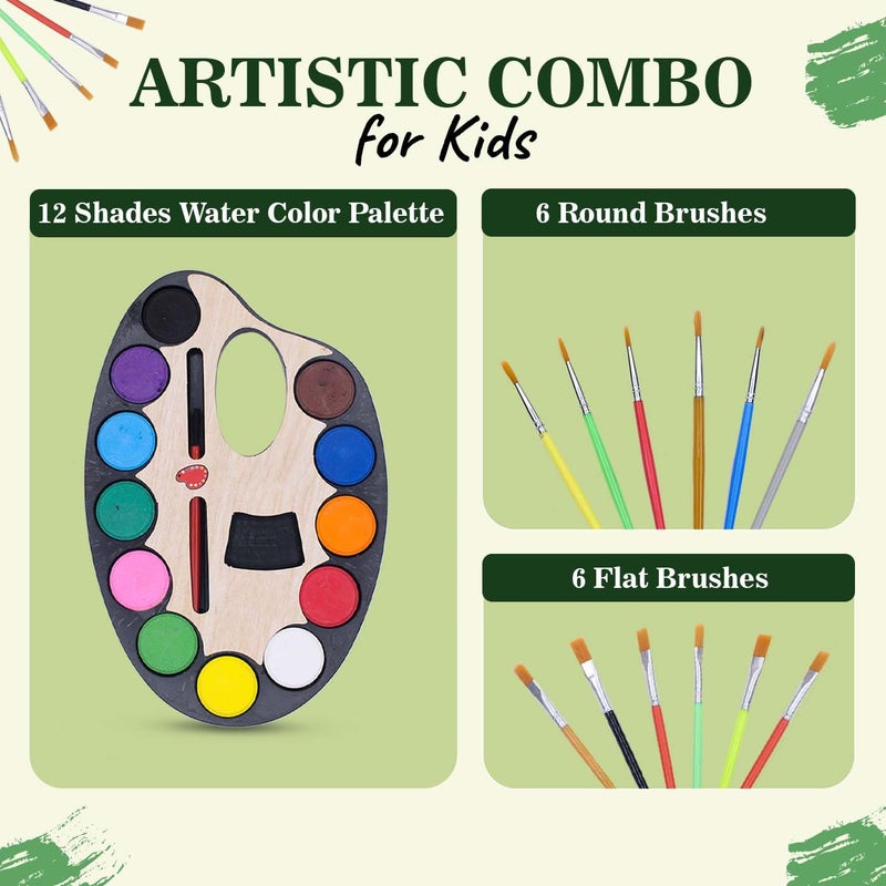PELO Water Colour Cakes | Easy To Use Palette Lid | Watercolor Cake With 12 Paint Brush | For Outdoor Art & Competitions | Ideal For Kids Students - Image 4