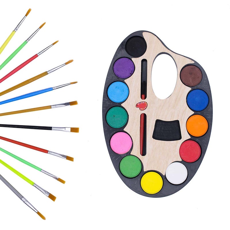 PELO Water Colour Cakes | Easy To Use Palette Lid | Watercolor Cake With 12 Paint Brush | For Outdoor Art & Competitions | Ideal For Kids Students - Image 1