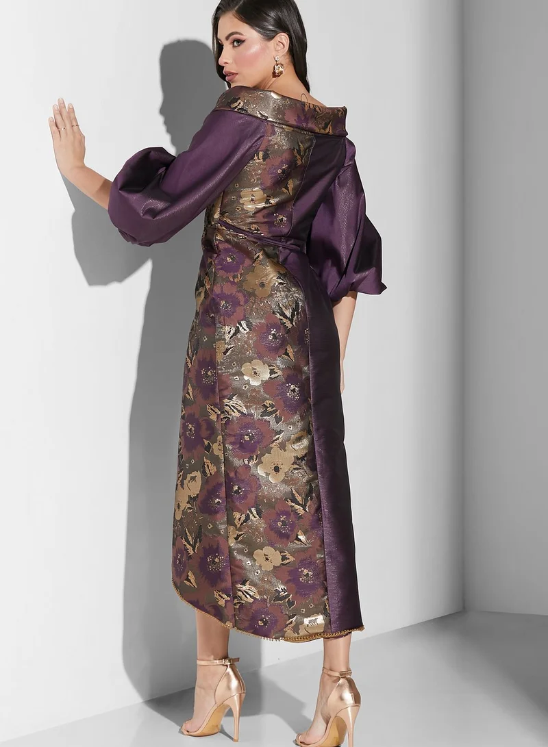 Threadz by Ajooni Off shoulder Printed Wrap Dress