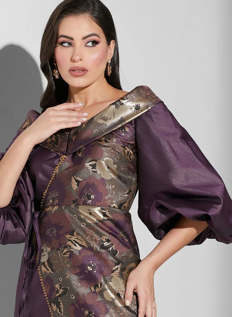 Threadz by Ajooni Off shoulder Printed Wrap Dress