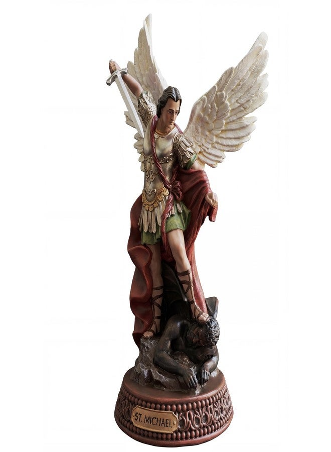 TALPGOD 12 Inch St Michael The Archangel Statue Painted in Full Color,Catholic San Miguel Arcangel Statue,Religious Saint Michael Statues for Home Decor,Angel Figurines Collectibles - Image 1