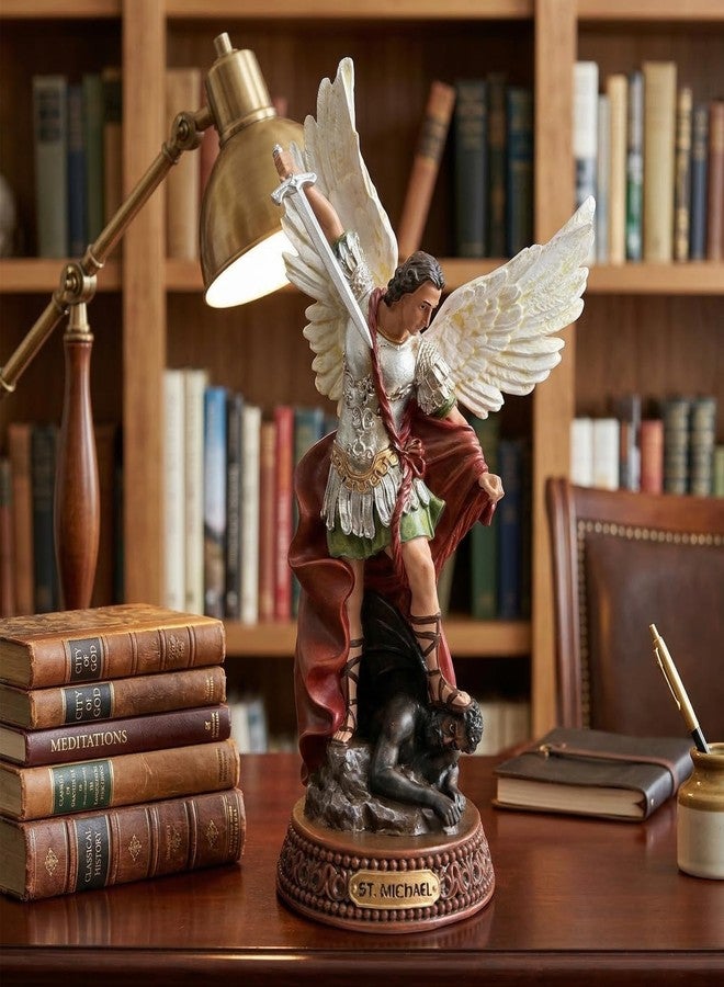 TALPGOD 12 Inch St Michael The Archangel Statue Painted in Full Color,Catholic San Miguel Arcangel Statue,Religious Saint Michael Statues for Home Decor,Angel Figurines Collectibles - Image 5