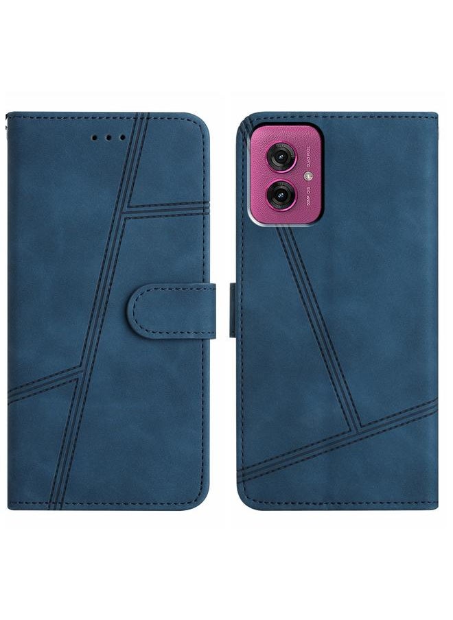 erorex - For Motorola Moto G55 Skin-feel Stitching Leather Phone Case(Blue) - Image 1