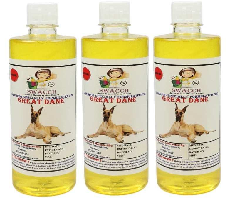 swacch Great Dane Dog Shampoo + Dumbbell Toy I Durable Rubber Dog Toy for Chewing I Playing,Teeth Cleaning & Training Toy I Combo Pack I 500ml Pack of 3 Lemon - Image 2
