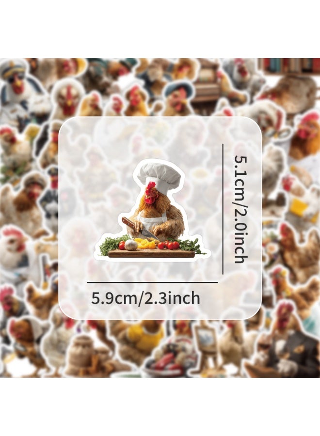 50PCS Funny Chicken Stickers for Teens Boy Girls Kids Cartoon Hen Sticker Rooster Vinyl Waterproof Sticker Lovely Cartoon Chicken Decals Pack for Party Supplies School Reword - Image 2