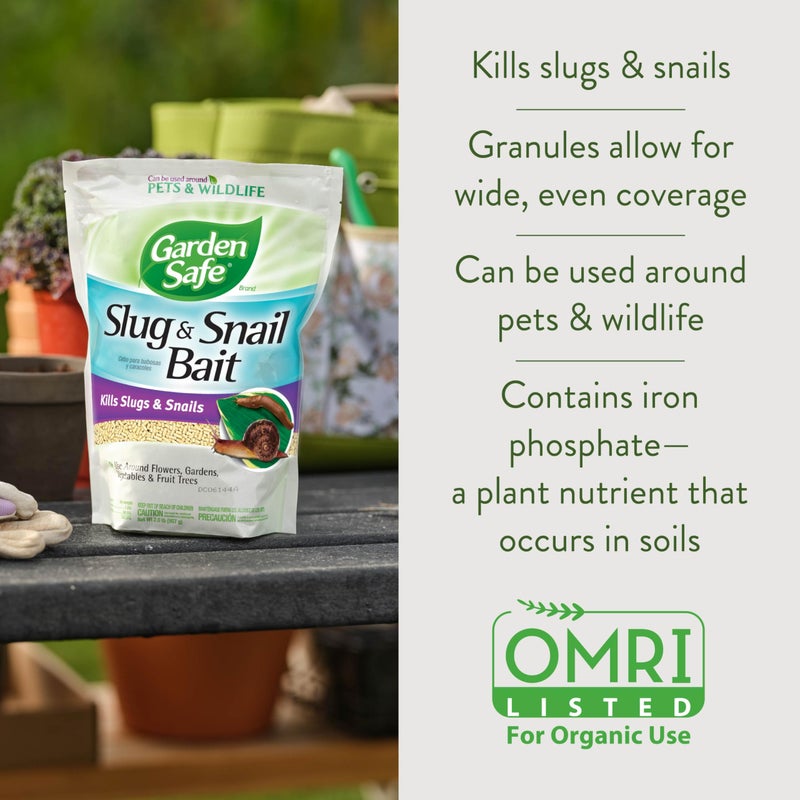 Garden Safe Brand Slug & Snail Bait Granules, 2 Pounds, Slugs & Snails Begin to Die Within 3 to 6 Days, Can Be Used Around Pets & Wildlife, For Lawns, Gardens & Greenhouses, 1 Pack - Image 2