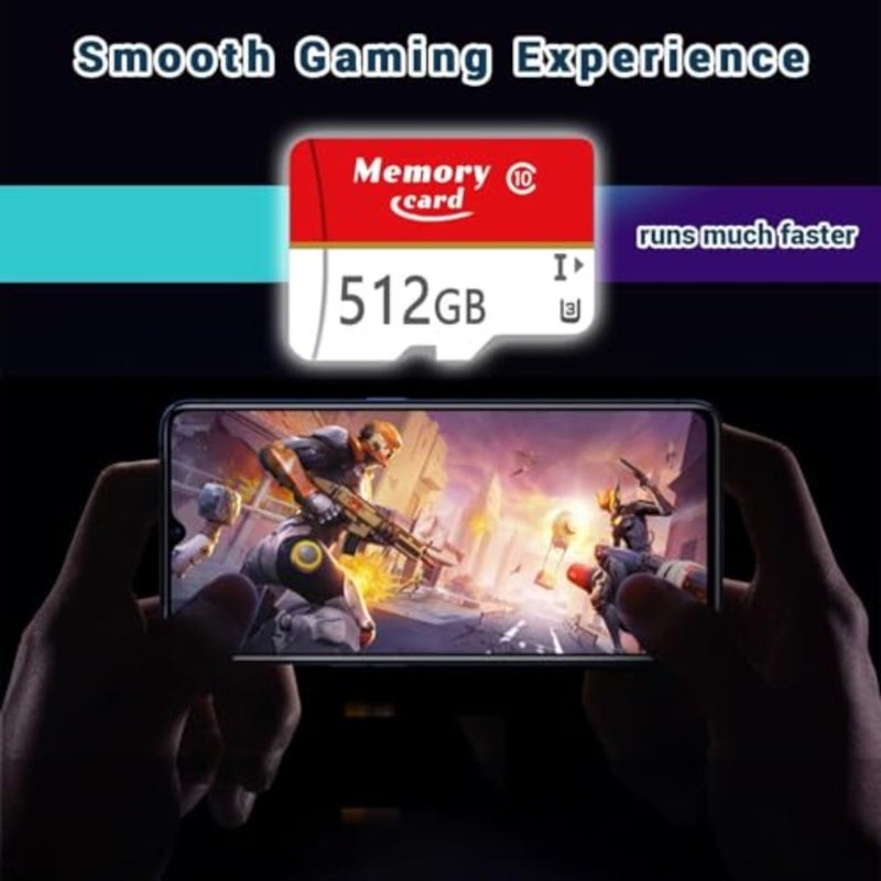 بطاقة ذاكرة فلاش MicroSDXC سعة 512 جيجابايت UHS-I مع محول C10، U3، A1، V30، دقة عالية كاملة، 4K UHD، بطاقة عالية السرعة للهاتف، كاميرا الأمان، كاميرا داش، كاميرا الحركة - Image 3