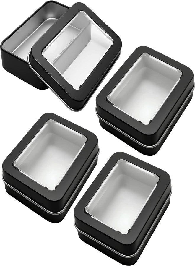 Rimoev 4 Pack Dental Floss Case with Clear Window, Portable 3.6x2.5x0.72 Inch Dental floss Dispenser, Box for 32 Adult Floss for Home, Travel, Car, Office (Black) - Image 1