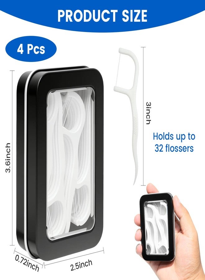 Rimoev 4 Pack Dental Floss Case with Clear Window, Portable 3.6x2.5x0.72 Inch Dental floss Dispenser, Box for 32 Adult Floss for Home, Travel, Car, Office (Black) - Image 2