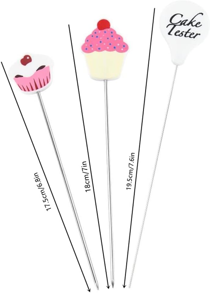 Aoshang 3Pcs 7.5 Inches Stainless Steel Cake Tester,Reusable Metal Cake Probe Needle,Home Bakery Muffin Bread Tester Probe Skewer Pin Needle,Kitchen Baking Assistant Tool - Image 2
