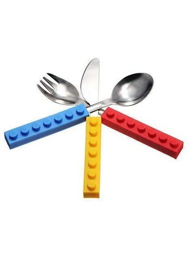 VANVENE Toddler Utensils and Brick Toys - Set of 3 Interlocking Block Kids Silverware - Toddler Fork and Spoon Set with Toddler Knife-Non-BPA Kids Cutlery and Kid Safe Stainless Steel Silverware（3 Years Up） - Image 2