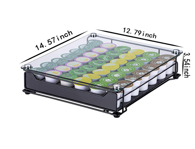 Rice rat K-Cup Storage Coffee Capsules Pod Holder Glass Top Drawer Capsule Display Storage for k-cup 42pods - Image 2