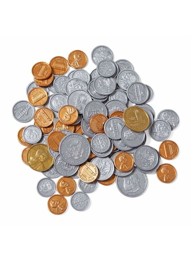 hand2mind Assorted Plastic Realistic Coins, Set of 96 | Play Money | Educational Play | Pretend Play - Image 1