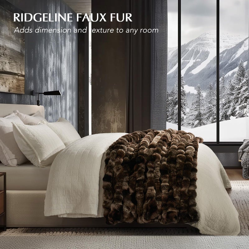 EverGrace Ultra Soft Luxury Fluffy Faux Rabbit Fur Throw Blanket, Thick Warm Bubble Throw for Bed, Cozy Plush Reversible Blankets for Couch, Chair, Sofa, Mocha Brown, 50x60 Inches - Image 2