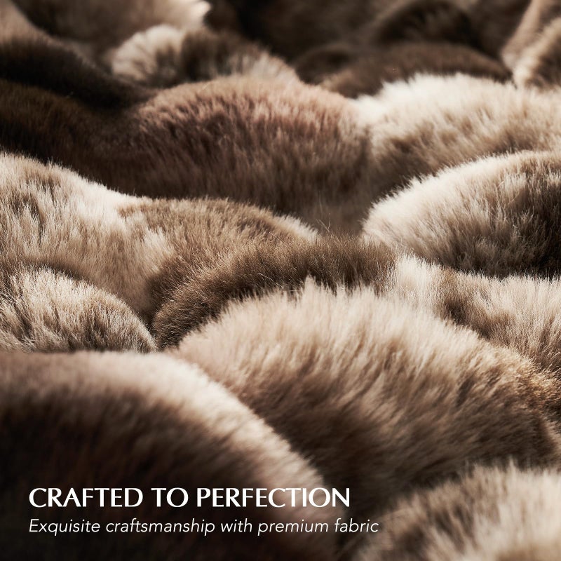 EverGrace Ultra Soft Luxury Fluffy Faux Rabbit Fur Throw Blanket, Thick Warm Bubble Throw for Bed, Cozy Plush Reversible Blankets for Couch, Chair, Sofa, Mocha Brown, 50x60 Inches - Image 4