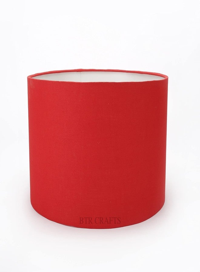 BTR CRAFTS قماش قطني مقاس 12 بوصة، غطاء مصباح أسطواني، حامل ثلاثي القوائم وحامل أرضي، أحمر داكن (صغير) - Image 1