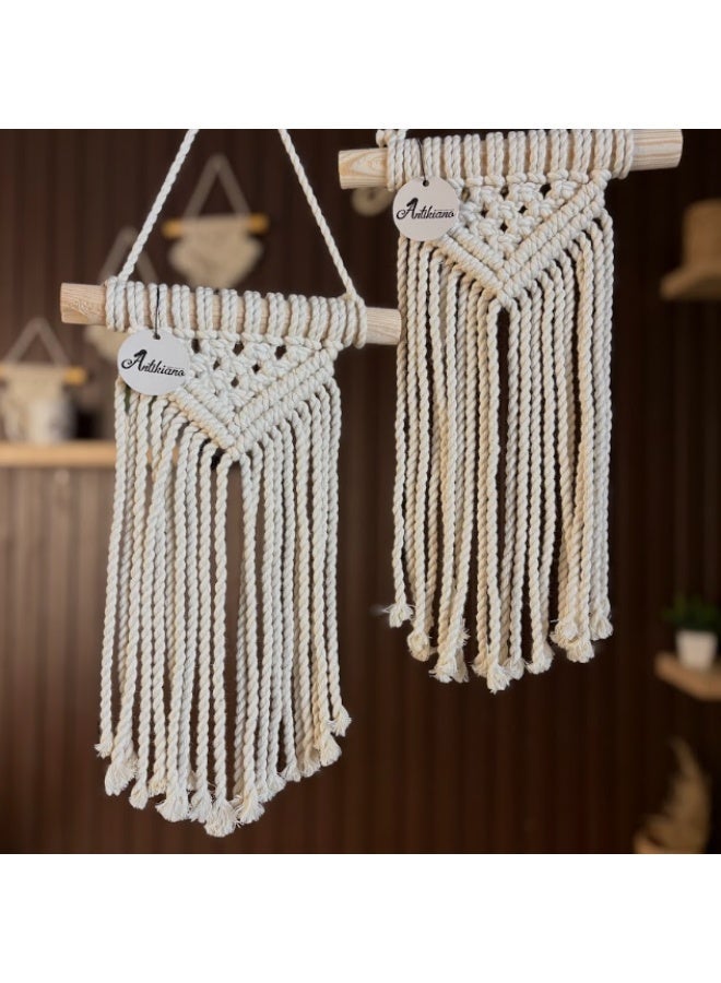 انتيكيانو مكرمية جدارية صغيرة قطعتان للتعليق على الحائط، ديكور عصري بوهيمي 20x13 سم - Image 1