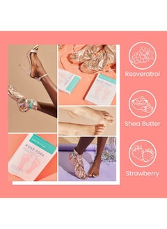 Patchology Rosé Toes - Moisturizing Shea Butter Foot Mask With Strawberry Scent, Foot Booties For Dry Cracked Feet, Disposable Home Spa Socks With Resveratrol, Soothing Foot Care (1 Pair)  - Image 3
