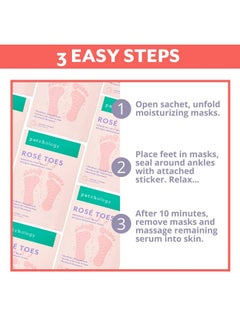 Patchology Rosé Toes - Moisturizing Shea Butter Foot Mask With Strawberry Scent, Foot Booties For Dry Cracked Feet, Disposable Home Spa Socks With Resveratrol, Soothing Foot Care (1 Pair)  - Image 4