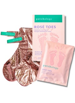 Patchology Rosé Toes - Moisturizing Shea Butter Foot Mask With Strawberry Scent, Foot Booties For Dry Cracked Feet, Disposable Home Spa Socks With Resveratrol, Soothing Foot Care (1 Pair)  - Image 1
