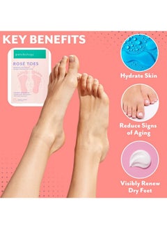 Patchology Rosé Toes - Moisturizing Shea Butter Foot Mask With Strawberry Scent, Foot Booties For Dry Cracked Feet, Disposable Home Spa Socks With Resveratrol, Soothing Foot Care (1 Pair)  - Image 2