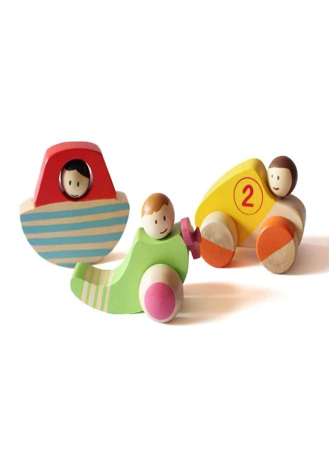 shumee Wooden Vehicles- Set of 3 (2 Years+) | Multicolor | 100% Child Safe | Pretend Play | Educational Toy | Non Toxic Colors - Image 1