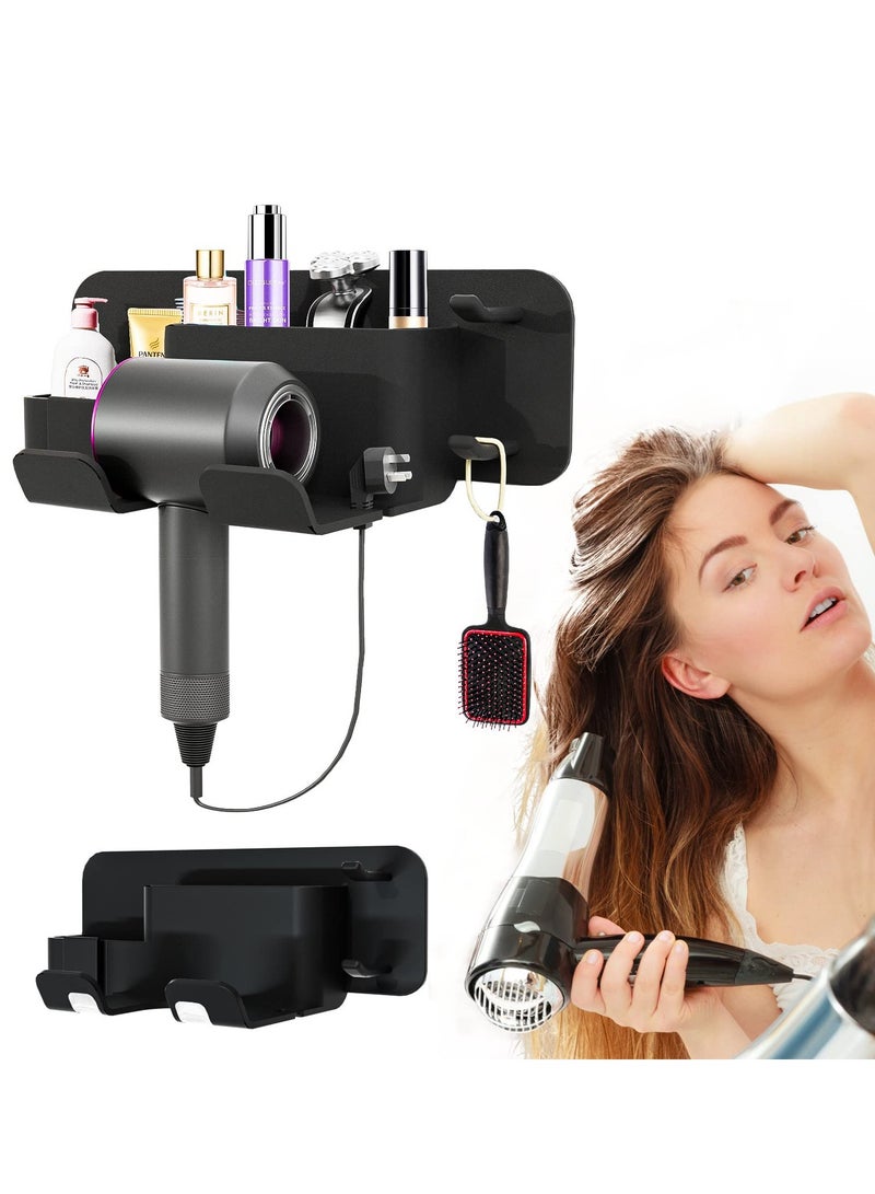 SYOSI Hair Dryer Holder Drill Free Self Adhesive Removable Wall Mounted Multi Func Blow Dryer Holder for Bathroom Salon Hair Dryer Rack Styling Care Tool - Image 1
