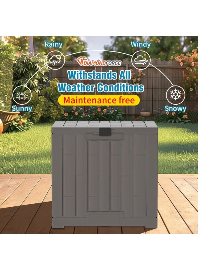 DIAMONDFORGE Outdoor Storage Box, 30 Gallon Waterproof Deck Box, Lockable Storage Container, Built-in Reinforcing Metal Rod Outside Resin Bin for Patio, Garden, Poolside and Garage - Image 4