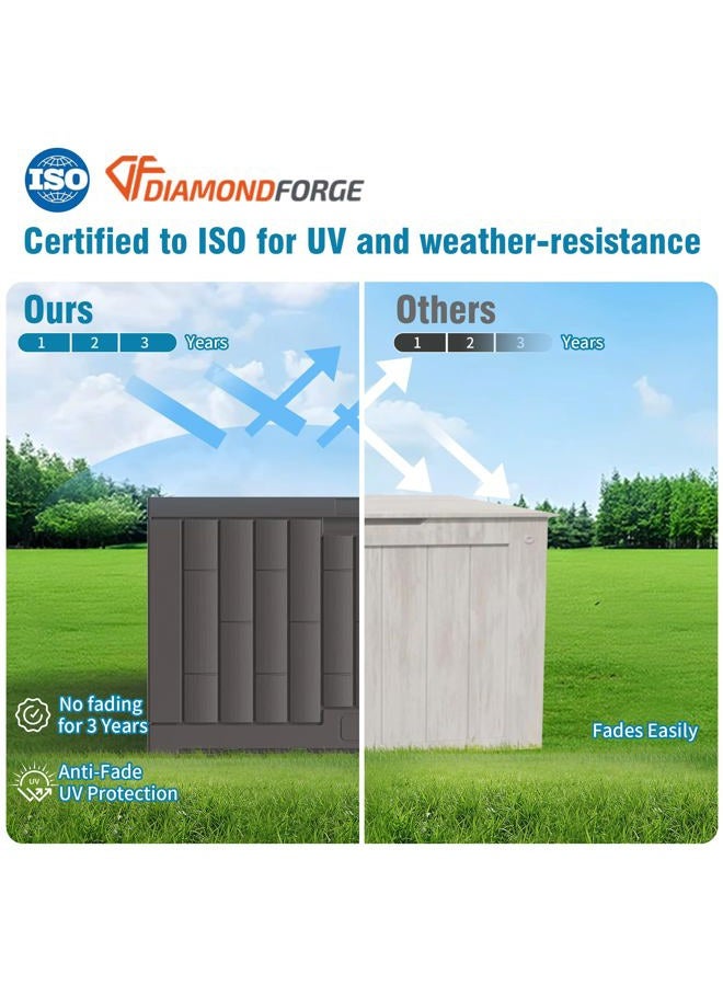 DIAMONDFORGE Outdoor Storage Box, 30 Gallon Waterproof Deck Box, Lockable Storage Container, Built-in Reinforcing Metal Rod Outside Resin Bin for Patio, Garden, Poolside and Garage - Image 3